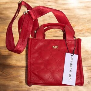 Madden Girl Cherry Hearts Red Quilted Handbag